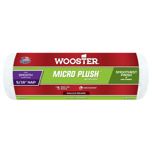 Wooster 9 Inch Micro Plush Paint Roller Sleeve - 5/16 Nap - 1.5 Core