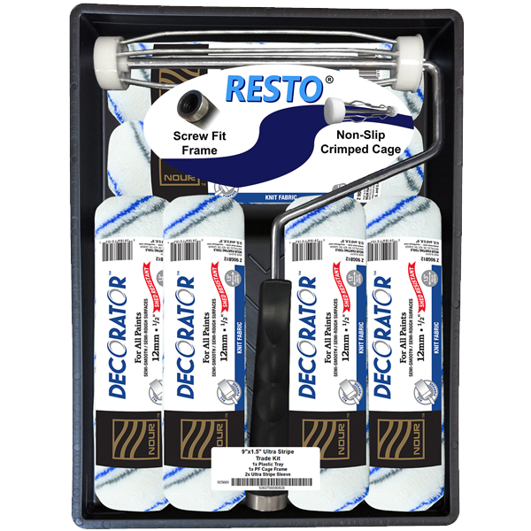Resto 9 Inch Ultra Stripe Paint Roller Trade Kit (8 Piece)