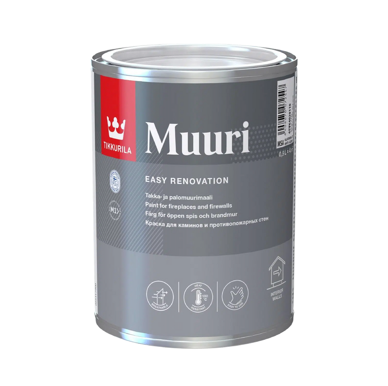 Tikkurila Muuri Heat-Resistant Paint for Fireplaces & Firewalls 0.9L