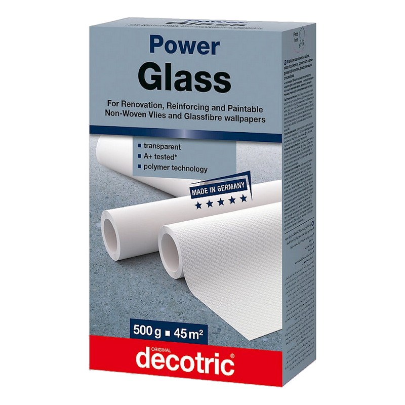 Decotric Power Glass Adhesive, 500g box, powder paste for overcoatable, glassfibre and non-woven wallpapers