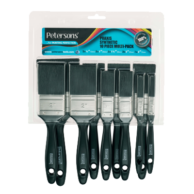 Petersons Praxis Synthetic Flat Sash Paint Brush Set (10 Pack)