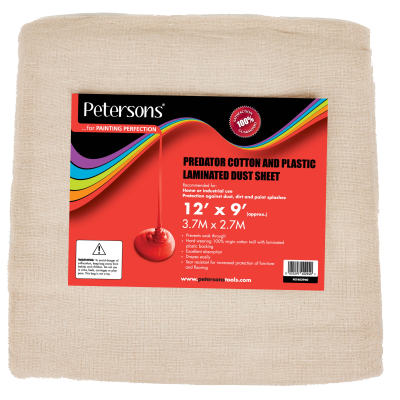 Petersons Predator Cotton & Plastic Dust Sheet 12ft x 9ft (3.7m x 2.7m)