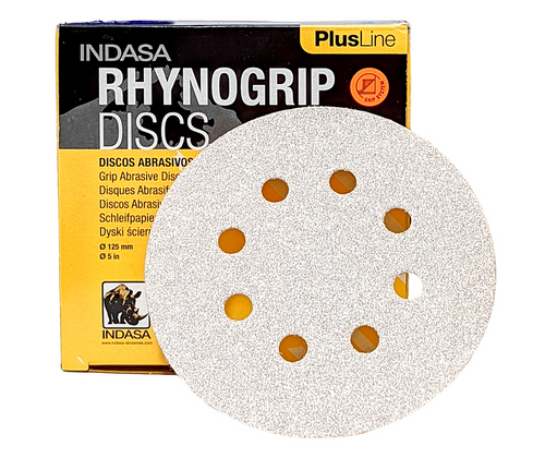 Indasa Rhynogrip 5 Inch 125mm PlusLine Orbital Sanding Discs 8 Hole (50 Pack)