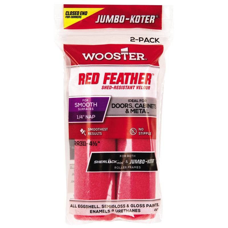 Wooster 4.5 Inch Red Feather Jumbo Paint Roller Sleeve (2 Pack)