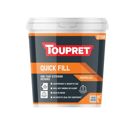 Toupret Quick Fill One Coat Ready Mixed Exterior Filler - 1L