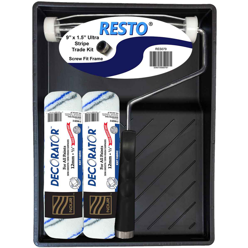 Resto 9 Inch Ultra Stripe Trade Paint Roller Set
