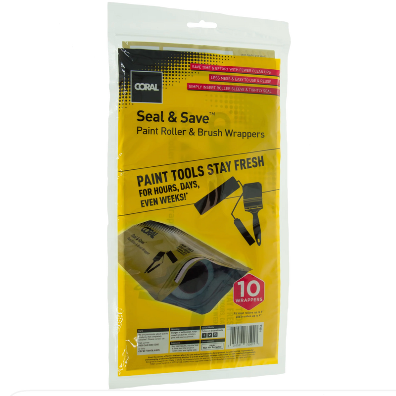 Coral Seal & Save Wrapper for Wet Paint Brushes and Roller Sleeves (10 Pack)