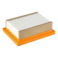 Mirka HEPA filter for DEXOS showing the pleated filter media above the orange sealing frame