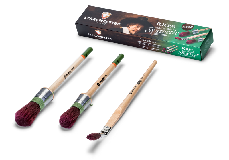 Staalmeester 9900 Pro-Hybrid Round Sash Paint Brush Set (3 Pack)