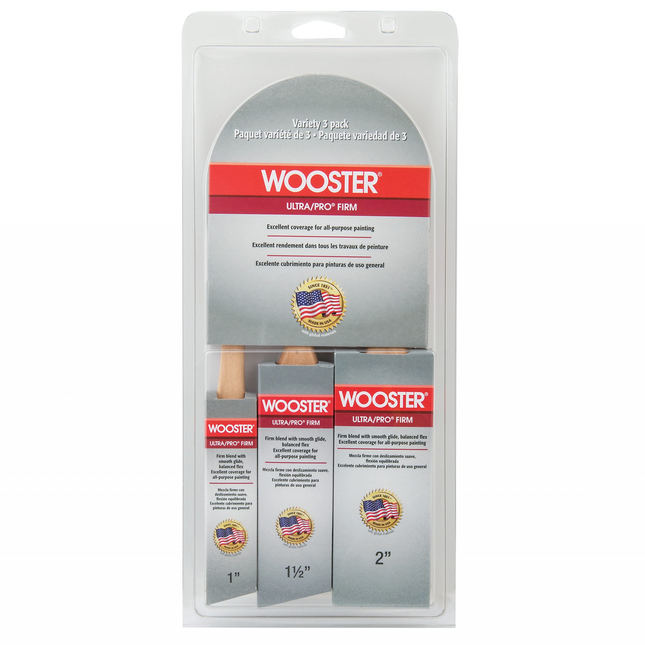 Wooster Ultra Pro Firm Paint Brush Set (3 Pack)