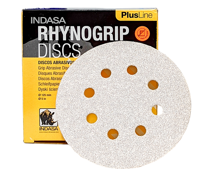 Indasa Rhynogrip 5 Inch 125mm PlusLine Orbital Sanding Discs 8 Hole (50 Pack)
