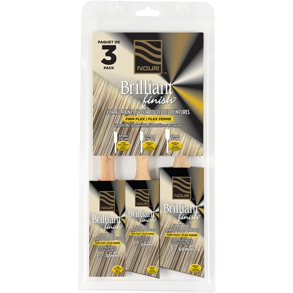 Nour Brilliant Finish Paint Brush Set (3 Pack)