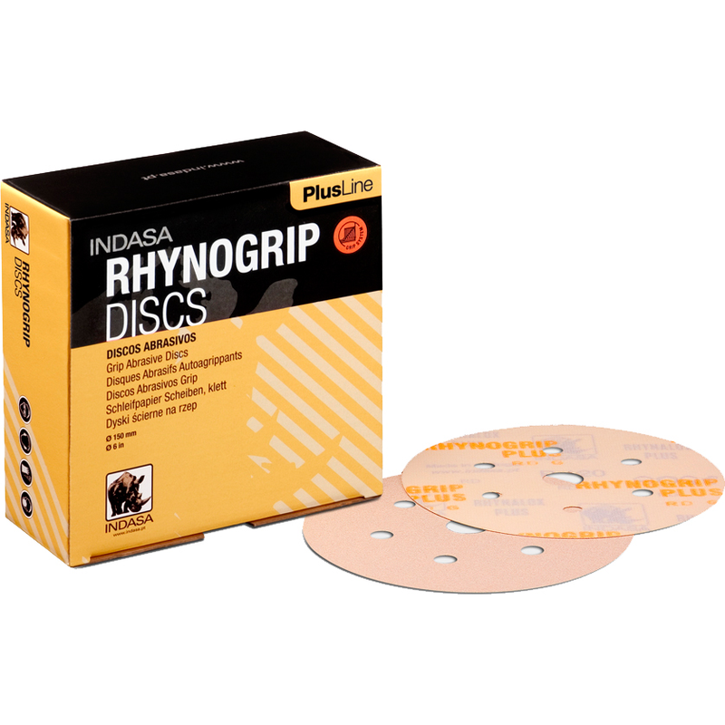 Indasa Rhynogrip 6-Inch 150mm PlusLine Orbital Sanding Discs 15 Hole (50 Pack)