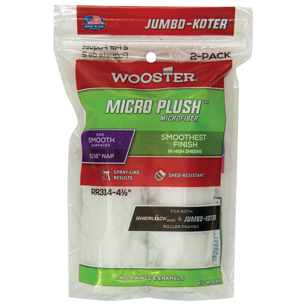 Wooster Micro Plush JumboKoter Mini Paint Roller Sleeves 5/16 Nap (2