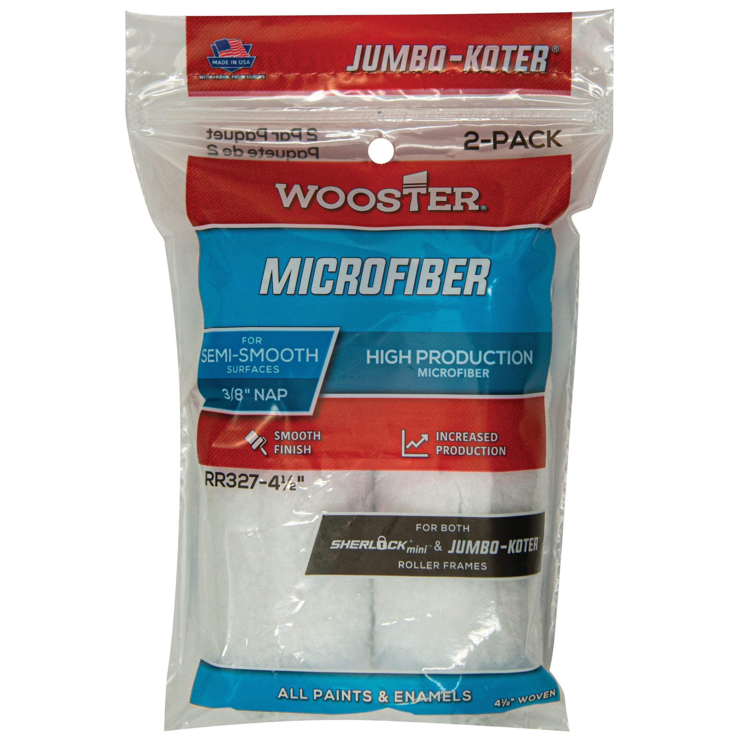 Microfiber Jumbo Koter Mini Paint Roller Sleeve (2 Pack)